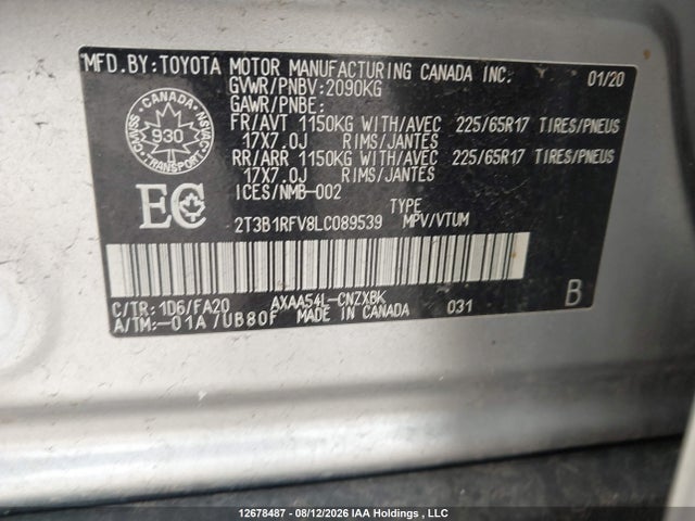 Toyota RAV4 LE 2020 2T3B1RFV8LC089539 Image 9