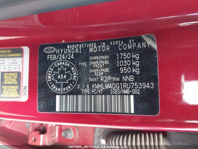 2024 Hyundai Elantra Sel მანქანა იყიდება აუქციონზე, vin: KMHLM4DG1RU753943, აუქციონის ნომერი: 12678493