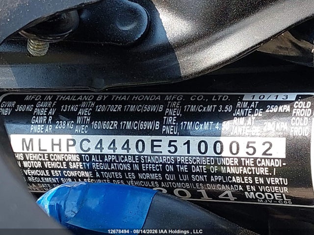 MLHPC4440E5100052 Honda Cbr500 Ra-abs