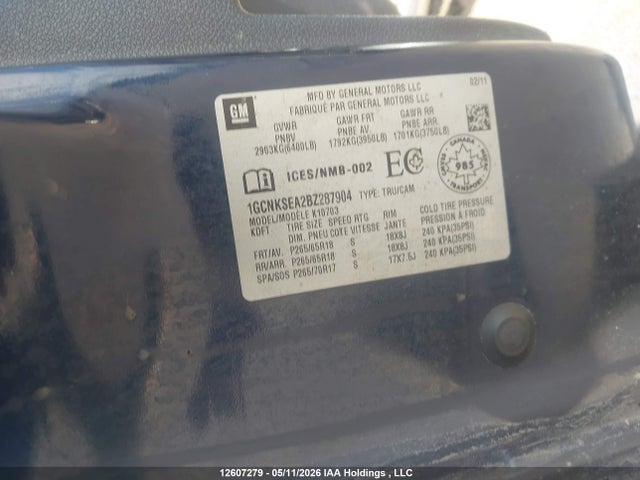 2011 Chevrolet Silverado 1500 Lt მანქანა იყიდება აუქციონზე, vin: 1GCNKSEA2BZ287904, აუქციონის ნომერი: 12607279