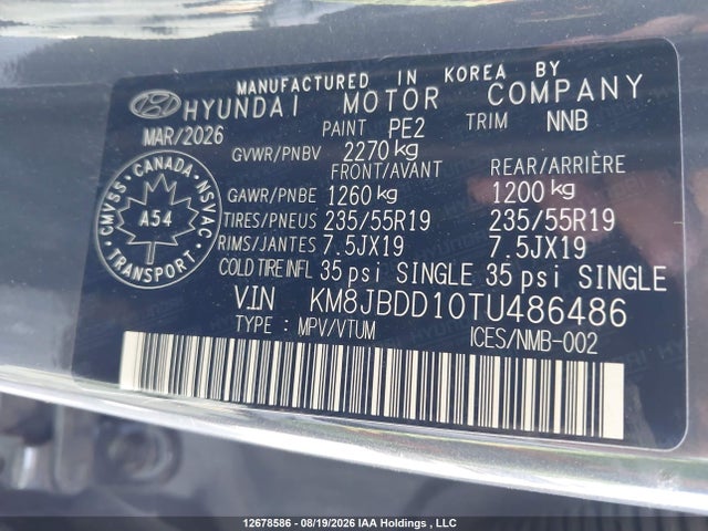 KM8JBDD10TU486486 Hyundai TUCSON SEL