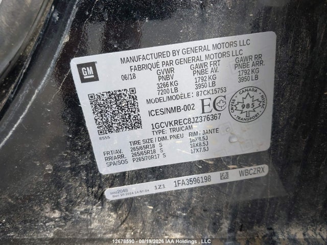 1GCVKREC8JZ376367 Chevrolet Silverado 1500 2lt