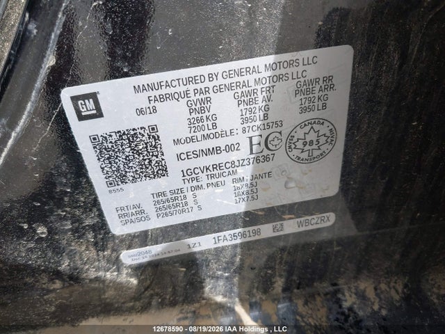 1GCVKREC8JZ376367 Chevrolet Silverado 1500 2lt