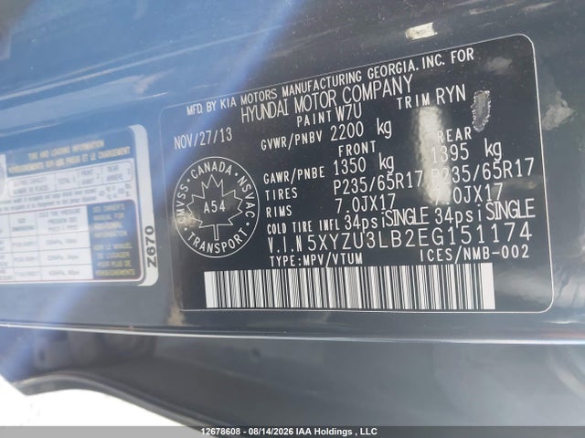 5XYZU3LB2EG151174 Hyundai SANTA FE SPORT