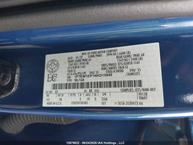 Ford F-150 Xlt 2022 1FTEW1EP1NKD15949 Image 9