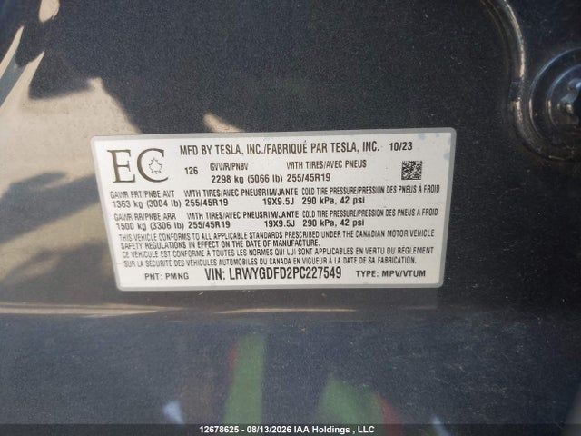 Tesla Model Y 2023 LRWYGDFD2PC227549 Image 9