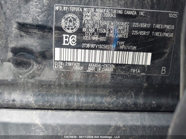 2T3B1RFV1SC565791 Toyota RAV4 LE