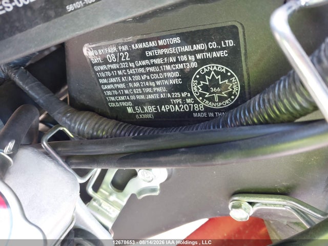 Aukcja sprzedaży 2023 Kawasaki Klx300 E, vin: ML5LXBE14PDA20788, numer aukcji: 12678653