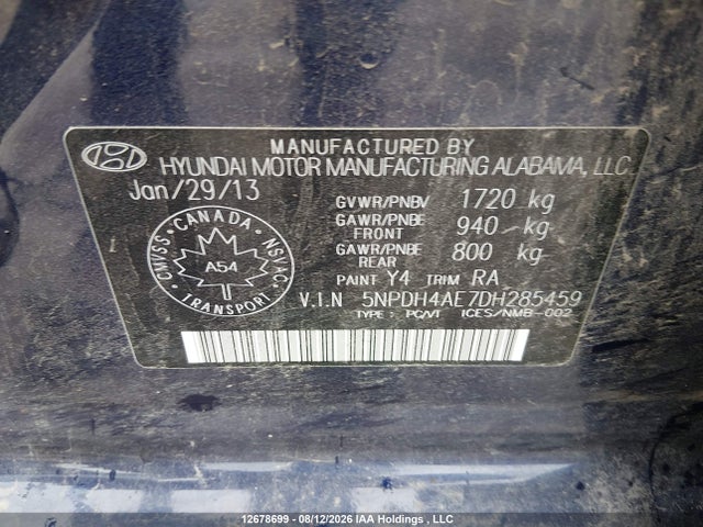 Продажа на аукционе авто 2013 Hyundai Elantra, vin: 5NPDH4AE7DH285459, номер лота: 12678699