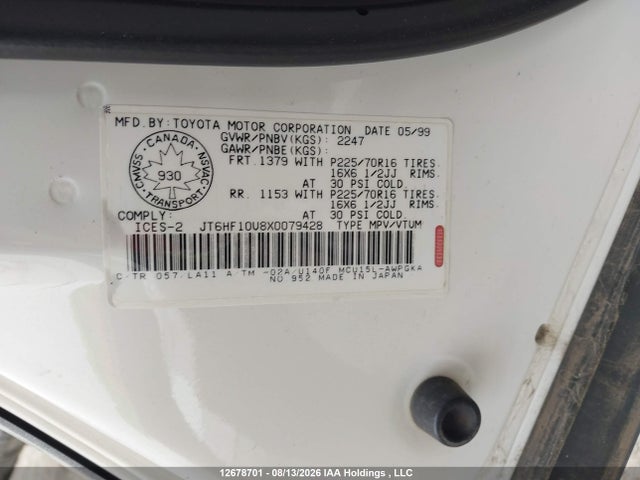 Продаж на аукціоні авто 1999 Lexus Rx 300 300, vin: JT6HF10U8X0079428, номер лоту: 12678701