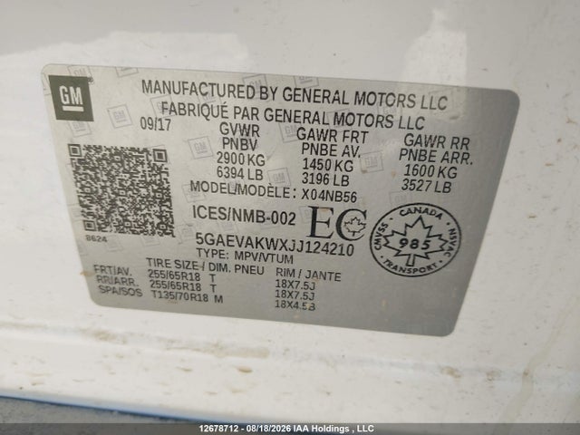 Buick Enclave Essence 2018 5GAEVAKWXJJ124210 Image 18