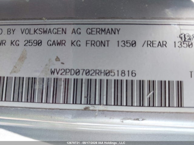 Продажа на аукционе авто 1994 Volkswagen Eurovan Cv Camper, vin: WV2PD0702RH051816, номер лота: 12678721