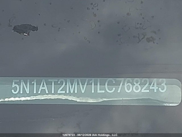 12678723 :رقم المزاد ، 5N1AT2MV1LC768243 vin ، 2020 Nissan Rogue S/sl/sv مزاد بيع
