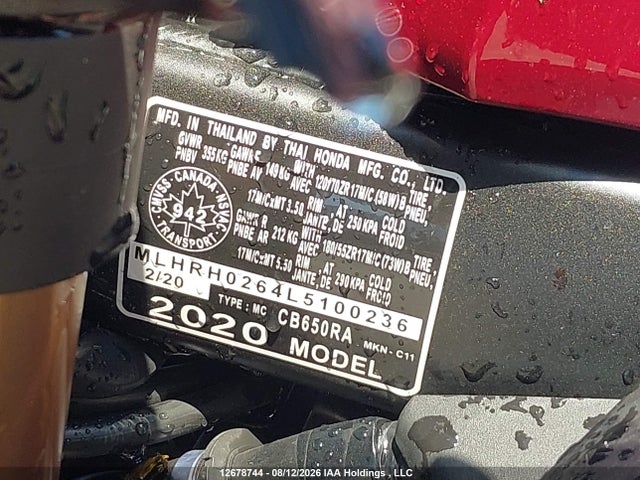 MLHRH0264L5100236 Honda Cb650 Ra