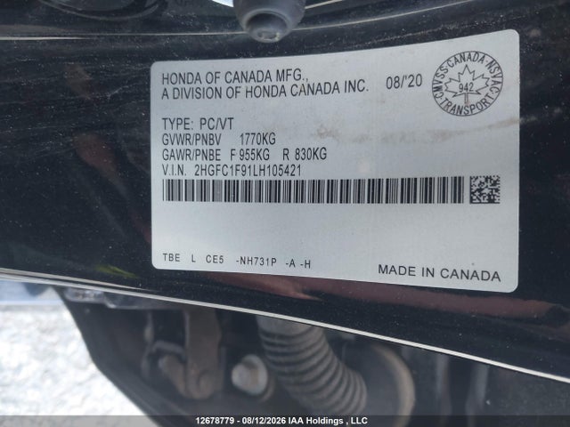 2HGFC1F91LH105421 Honda Civic Touring