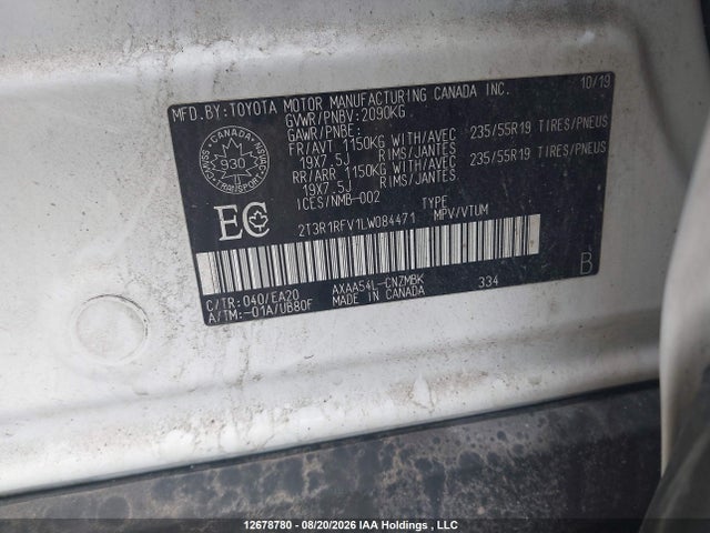 2T3R1RFV1LW084471 Toyota Rav4 Xle