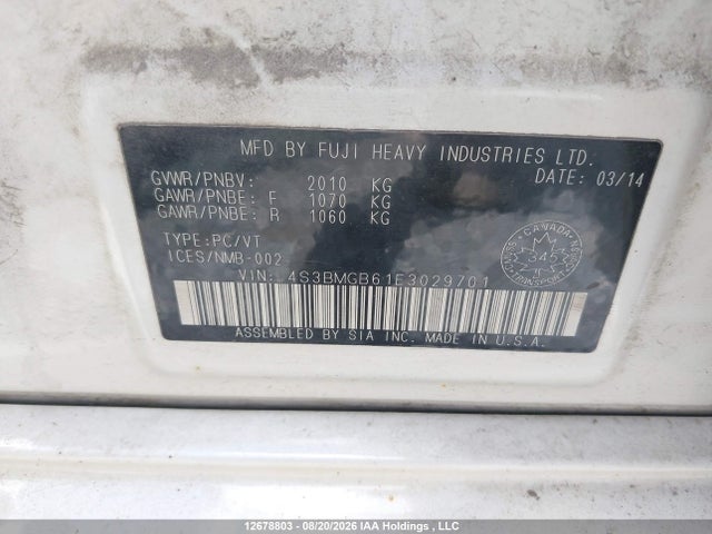 4S3BMGB61E3029701 Subaru Legacy 2.5i Premium