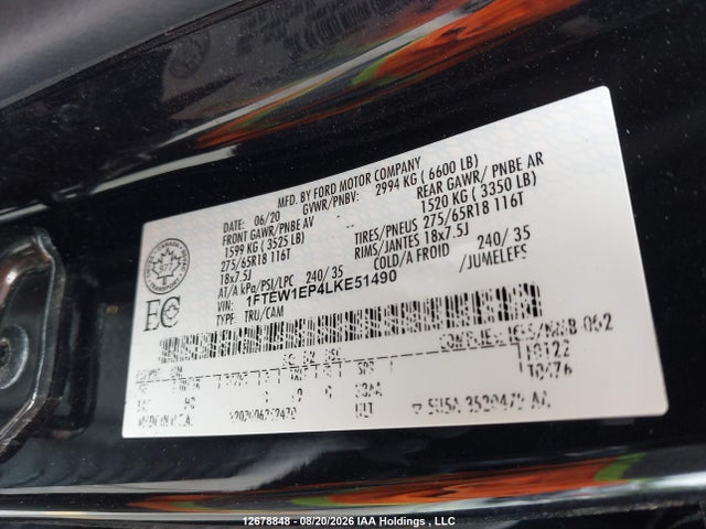 Ford F-150 Lariat 2020 1FTEW1EP4LKE51490 Image 15
