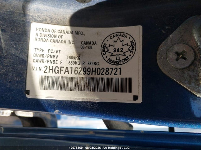 Продаж на аукціоні авто 2009 Honda Civic Dx, vin: 2HGFA16299H028721, номер лоту: 12678869