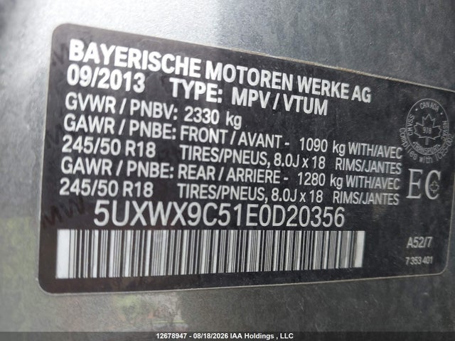 5UXWX9C51E0D20356 BMW X3