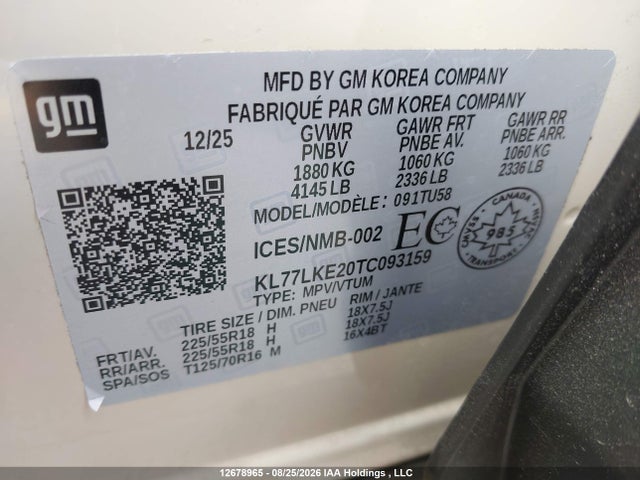 KL77LKE20TC093159 Chevrolet Trax Activ Fwd