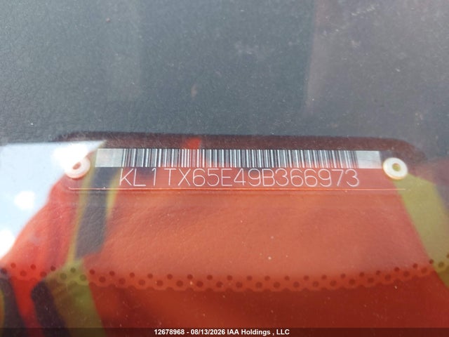 12678968 :رقم المزاد ، KL1TX65E49B366973 vin ، 2009 Chevrolet Aveo Lt مزاد بيع