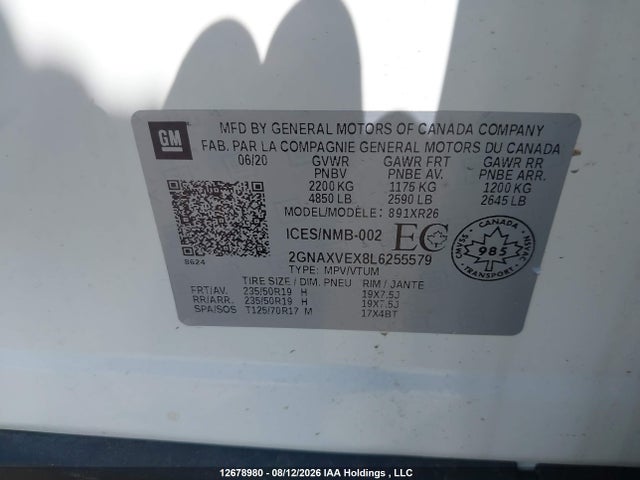 Chevrolet Equinox 2020 2GNAXVEX8L6255579 Image 9