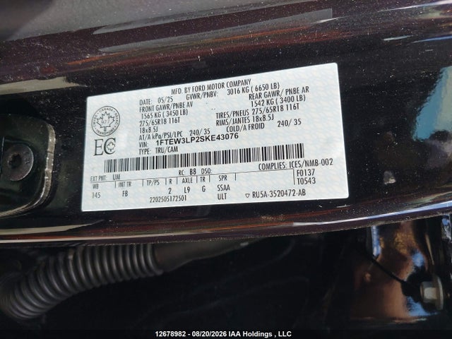 1FTEW3LP2SKE43076 Ford F-150 Xlt