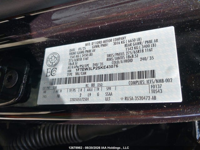 1FTEW3LP2SKE43076 Ford F-150 Xlt