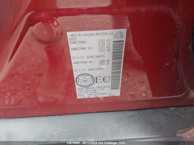 5N1AT2MV0JC782356 Nissan Rogue Midnight Edition/s/sl/sl W/propilot Assist/sv