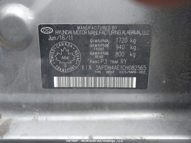 Продажа на аукционе авто 2012 Hyundai Elantra, vin: 5NPDH4AE1CH082565, номер лота: 12679007
