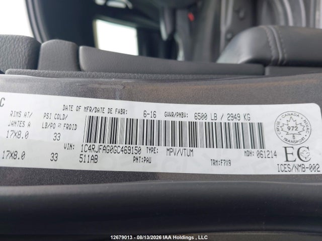 Aukcja sprzedaży 2016 Jeep Grand Cherokee Laredo, vin: 1C4RJFAG0GC469150, numer aukcji: 12679013