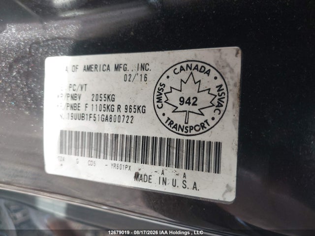 Aukcja sprzedaży 2016 Acura Tlx Tech, vin: 19UUB1F51GA800722, numer aukcji: 12679019
