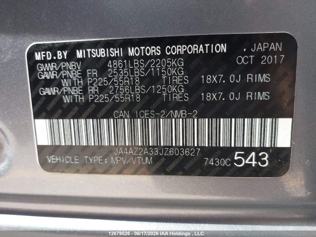 Mitsubishi Outlander Es 2018 JA4AZ2A33JZ603627 Image 19