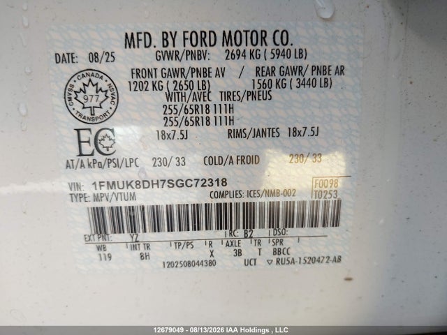 Aukcja sprzedaży 2025 Ford Explorer Active, vin: 1FMUK8DH7SGC72318, numer aukcji: 12679049