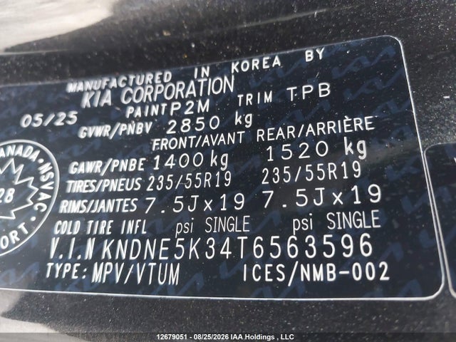 KNDNE5K34T6563596 KIA A3