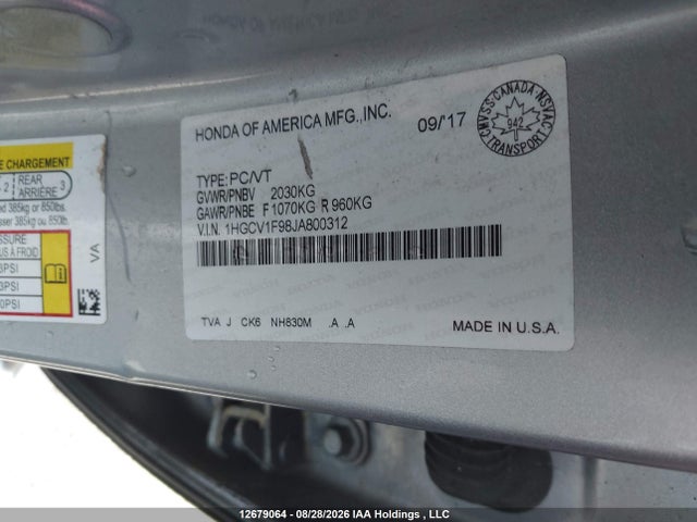 1HGCV1F98JA800312 Honda Accord Touring