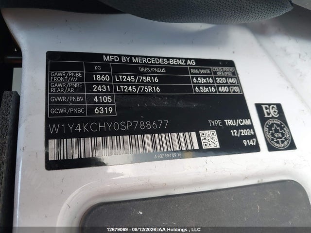 W1Y4KCHY0SP788677 Mercedes-Benz Sprinter 2500 High Roof 4-cyl Diesel