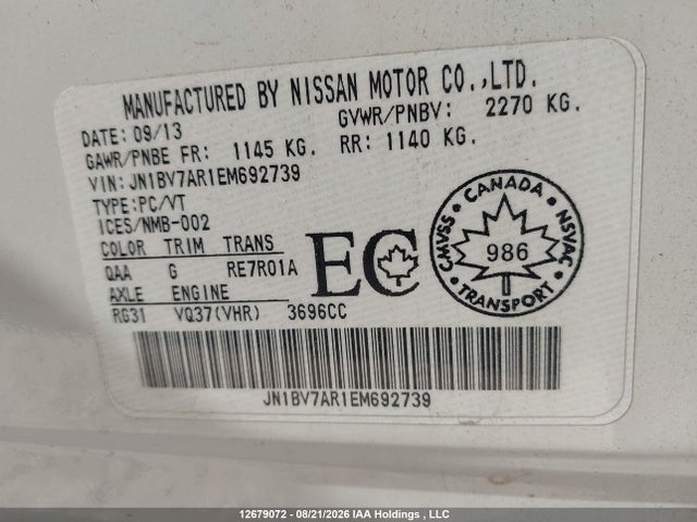 Infiniti Q50 2014 JN1BV7AR1EM692739 Image 9