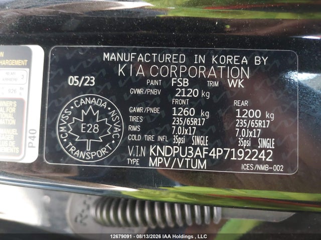 Продаж на аукціоні авто 2023 Kia Sportage Lx, vin: KNDPU3AF4P7192242, номер лоту: 12679091