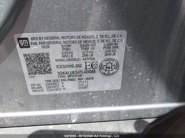 3GKALUEG4TL424088 GMC Terrain Elevation