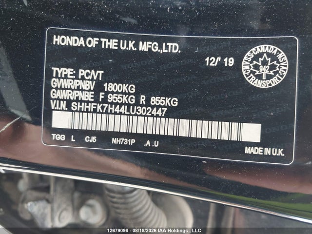 Honda Civic 2020 SHHFK7H44LU302447 Image 18