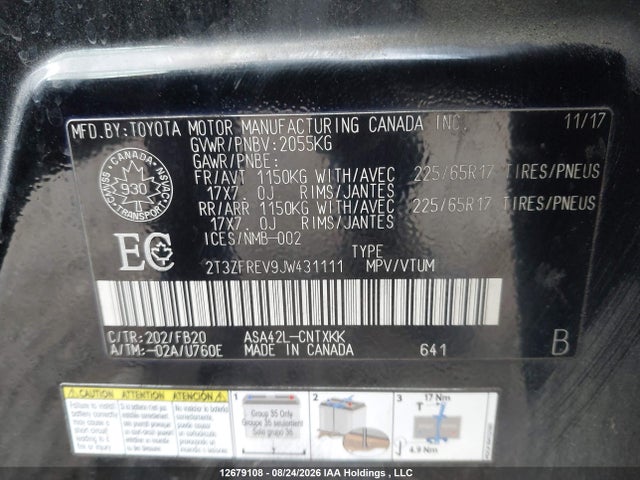 Toyota RAV4 LE 2018 2T3ZFREV9JW431111 Image 9
