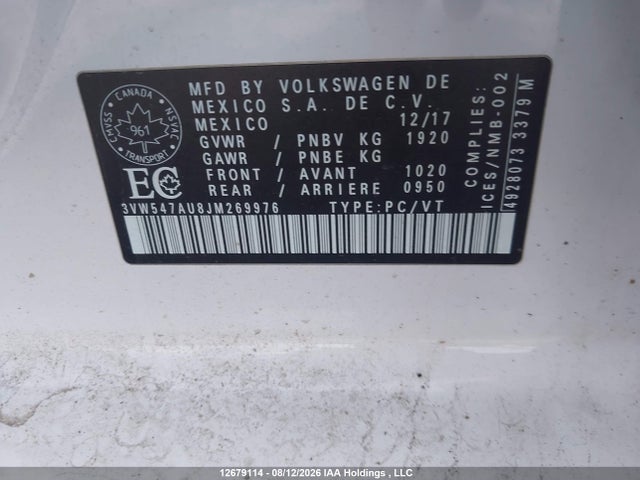 3VW547AU8JM269976 Volkswagen Gti S/se/autobahn