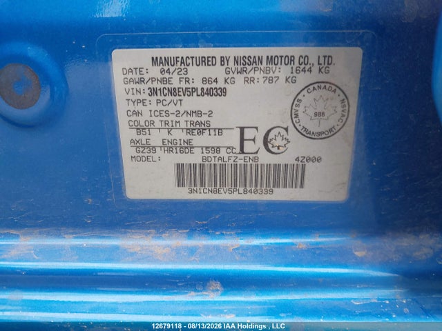 Nissan VERSA SV 2023 3N1CN8EV5PL840339 Image 9