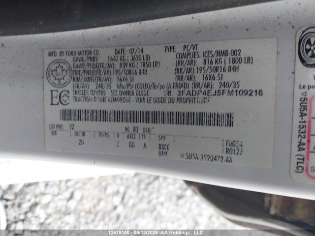 Aukcja sprzedaży 2015 Ford Fiesta Se, vin: 3FADP4EJ5FM109216, numer aukcji: 12679140