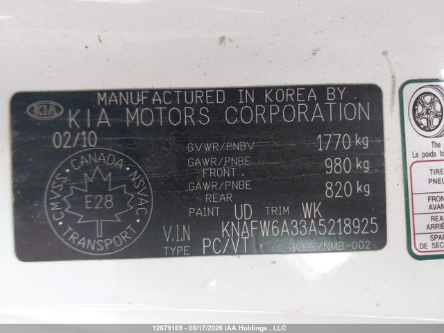 Продаж на аукціоні авто 2010 Kia Forte Sx, vin: KNAFW6A33A5218925, номер лоту: 12679169