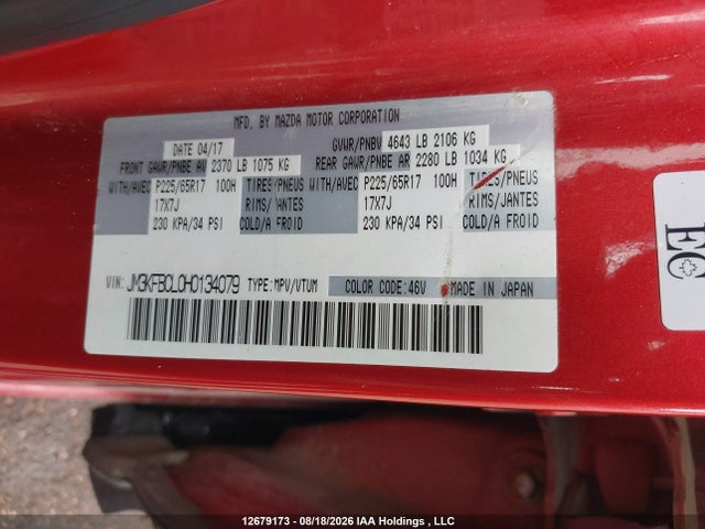 Mazda Cx-5 Touring 2017 JM3KFBCL0H0134079 Image 9