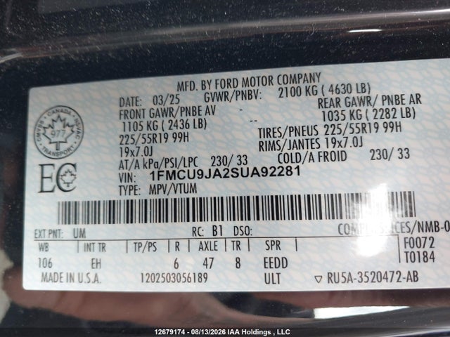 Ford Escape Platinum 2025 1FMCU9JA2SUA92281 Image 17