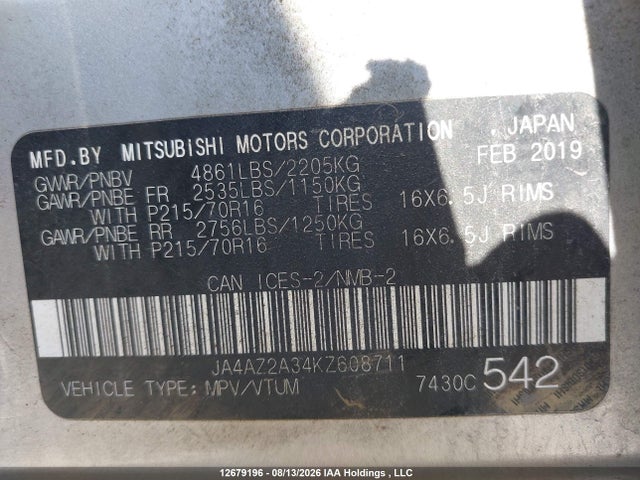 Mitsubishi Outlander Es 2019 JA4AZ2A34KZ608711 Image 18
